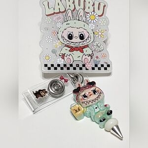 Badge Reel‎ Labu Monster LBB Beaded Clip Alligator Badge Clip ID Holder